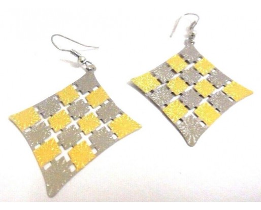 THE FOUR FACED - Earrings - Drop Long Dangling Hook - Classy Fashion - Dual Tone